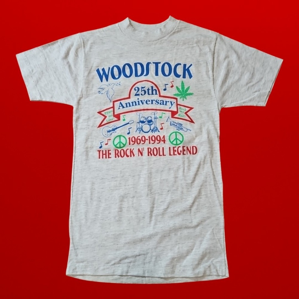 Vintage Woodstock 25th Anniversary Single Stitch T Shirt Mens Medium 90s Concert